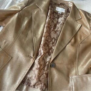 Vintage Worthington women’s gold faux leather blazer Sz L Y2K Retro festival